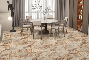 Carreaux de céramique dorés HG Cracker 600x1200mm, finition brillante, effet marbre doré de luxe, pour hall commercial et résidence de luxe - Product Image 5
