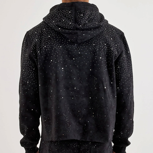 เสื้อฮู้ดดี้ผู้ชายคุณภาพสูงสำหรับฤดูหนาว ปักโลโก้แบบนูน ปักลายดิจิตอล ประดับลูกปัด ผลิตจากผ้าฝ้าย 100% ขายส่ง - Product Image 4