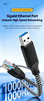 Câble adaptateur USB C vers RJ45 Gigabit Ethernet 3M 1000 Mbps pour connexion réseau filaire LAN pour ordinateur portable, usage domestique ou professionnel