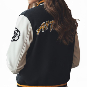 Custom Winter Casual Baseball Varsity <b>Jackets</b> <b>with</b> Stand Collar Front Logo Premium Wool <b>Fleece</b> <b>Lining</b> Comfortable Unisex Design - Product Image 5