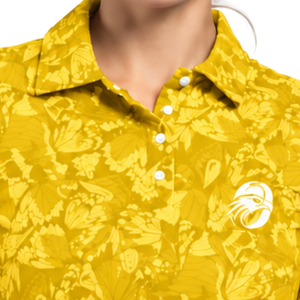Polo de Golf Amarillo Dorado para Mujer, Manga Corta, Estampado Floral, Deportivo, Personalizado, al por Mayor, Transpirable - Product Image 5