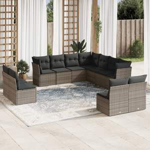 Conjunto de Sofás Modulares Grandes de Ratán PE Gris para Jardín, Colección Premium de Muebles Modulares para Exteriores - Product Image 1