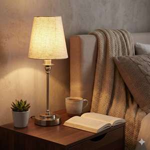 Lámpara de Mesa Moderna con Pantalla de Tela, Bombilla Magnética, Funciona con Batería, Control Remoto, LED - Product Image 4