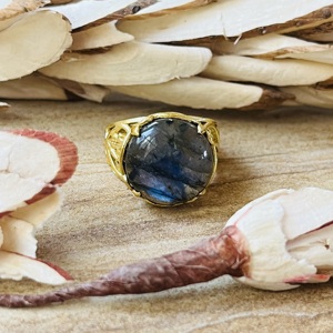 High Demand Brass <b>Labradorite</b> <b>Ring</b> Boho Floral Statement Jewelry For Women 18k Gold Plated Vintage Handmade Wholesale <b>Ring</b> - Product Image 1