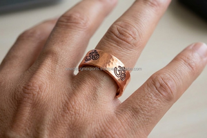 Heavy Duty Metallic Engraved <b>Copper</b> Statement Ring • Contemporary Wellness Boutique Supply - Product Image 5