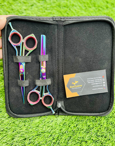 Juego de Tijeras de Peluquería y Tijeras de Entresacar de Acero Inoxidable con Hoja Afilada, Herramientas de Salón para Diestros, Mango Corto - Product Image 6