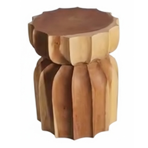 เก้าอี้ไม้สักธรรมชาติลายไม้แบบริบบิ้น งานแฮนด์เมดทันสมัย โต๊ะข้างไม้เนื้อแข็ง สำหรับโรงแรม ห้องนอน ทางเข้าบ้าน บูติก คาเฟ่ ร้านค้า - Product Image 2