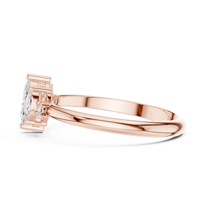Bague de fiançailles en or rose avec cluster de diamants en moissanite taille marquise pour femme, style vintage, pour mariage, anniversaire ou promesse - Product Image 5