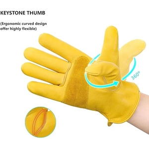 Unisex Durable Gardening <b>Driver</b> <b>Gloves</b> Puncture Cut Resistant Custom Logo Reinforced Cowhide Leather Work <b>Gloves</b> Safety <b>Gloves</b> - Product Image 4