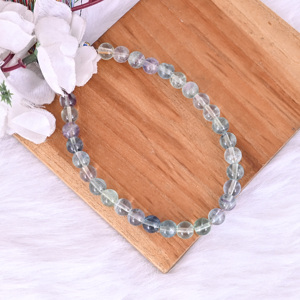 Perles lisses rondes en fluorite naturelle multi-tons, 26,4 grammes, 8x8 mm, pour la fabrication de bijoux |   Fil de fer à une brin - Product Image 5