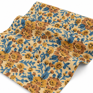 Tissu en voile de coton tissé imprimé à la main, léger, 80 GSM, fil 60S/60S, largeur 43/44 pouces, motif floral rose, unisexe, pour robes - Product Image 1