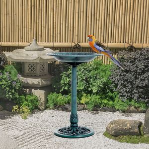 Vasca per Uccelli Regolabile da Esterno in Resina Anticata da 28 Pollici con Fiore di Lis, Decorazione Ornamentale per Giardini, per Fringuelli, Cardinali, Picchi e altri uccelli - Product Image 2