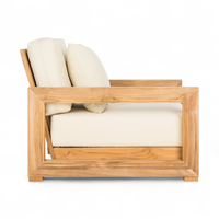 Canapé de jardin en teck, chaise longue d'extérieur avec coussin, mobilier de patio minimaliste