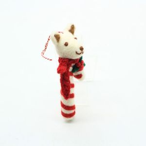 Adorno Navideño de Fieltro Hecho a Mano con Forma de Bastón de Caramelo para Perro, Decoración para Colgar en el Árbol - Product Image 2
