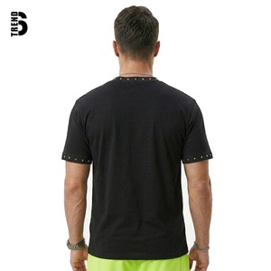 2026 Trendy Men's Streetwear Set Black <b>Studded</b> Collar Solid T-<b>shirt</b> Neon Green Shorts Custom Y2K Hip Hop Rivet 100% Cotton - Product Image 4