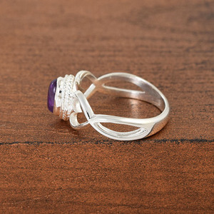 S925 Sterling Silver Purple Amethyst Gemstone <b>Ring</b> Boho Heart Handmade Design Elegant Wedding Fine Jewelry Band <b>Ring</b> For Women's - Product Image 3