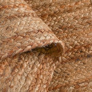 Tapis rond classique en jute tressé à la main, réversible, écologique, couleur unie, poils moyens, épais, pour la maison - Product Image 2
