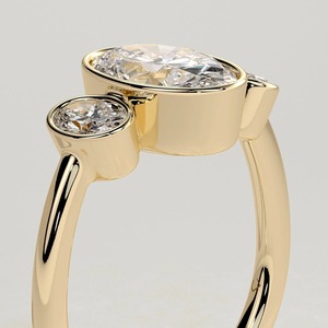 Best 2 CT Elongated oval Three Stone 2 CT Elongated <b>Cushion</b> Three Stone Lab Grown Diamond Engagement Ring 14K Solid Gold Luxury - Product Image 2