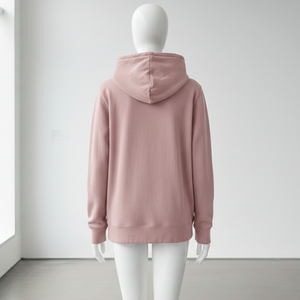 Hoodies sur mesure pour femmes, imprimés DTF personnalisés sur le devant, coupe ample rose pâle, en molleton de coton écologique et coupe-vent - Product Image 5