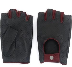 Custom <b>Men</b>’s Leather Driving <b>Gloves</b> <b>Fingerless</b> Perforated Motorcycle <b>Gloves</b> with Snap Closure - Product Image 5