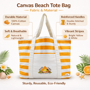 กระเป๋าผ้าแคนวาสลายทาง |   กระเป๋าสะพายไหล่สีส้มขาวพร้อมช่องด้านหน้า |   กระเป๋าชายหาดแบบพกพาที่เป็นมิตรกับสิ่งแวดล้อมและนำกลับมาใช้ใหม่ได้ - Product Image 6