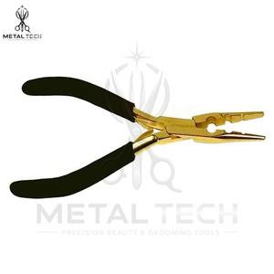 Pince à extensions de cheveux en acier inoxydable METAL TECH MT-HP-236 avec poignée noire, légère et de haute précision pour usage en salon - Product Image 5