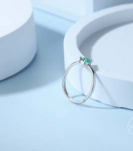 Anillo de Ónix Verde Natural, Plata de Ley 925, 4X6MM, Engaste de Garras, Anillo de Compromiso y Boda de Lujo, Bañado en Rodio, Ajustable - Product Image 3