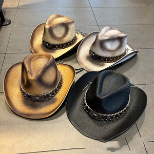 Chapeau de cowboy unisexe européen et américain, nouveau style jazz en laine, avec lacets et plumes, protection solaire extérieure, chapeau d'hiver chaud - Product Image 2