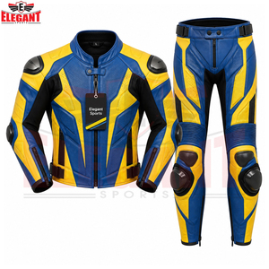 Two-Piece Motorcycle Biker suit <b>Outfit</b> Cowhide <b>Leather</b> Racing Jacket Pant Premium Quality Split Track Racing <b>Leather</b> Suit - Product Image 6