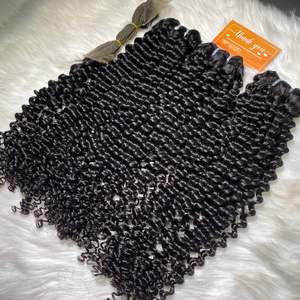 Extensions de cheveux de trame noire naturelle bouclée d'eau brute 100% Grade 12A paquets de cheveux crus vietnamiens prêts à expédier - Product Image 2