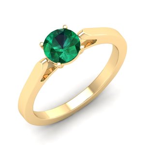 Anillo REYES con Gema de Esmeralda de Corte Redondo de 1 Quilate en Plata de Ley 925, Certificado GRA, Moissanita, Anillo de Piedra de Nacimiento, Joyería Fina - Product Image 6