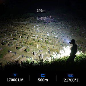 ZeroBeam F50 Professional 6-LED Rechargeable Flashlight IPX8 Waterproof 17000 Lumens 560m Beam Distance Tempered Mineral Glass - Product Image 5