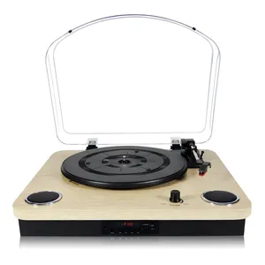 Vinil Retro LP Treble dan Bass dapat disesuaikan indah klasik meja putar pemutar rekaman portabel Phonograph antik