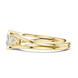 Anillos de Boda Clásicos Aries Jewel con Diseño de Tallo Dividido, Oro Sólido de 14K, Diamante Cultivado en Laboratorio IGI de Corte Princesa de 1-3CT, Regalo de Aniversario - Product Image 4