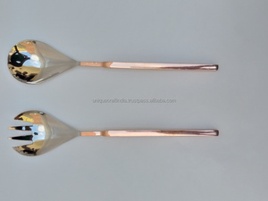 Juego de Cuchara y Tenedor de Acero Inoxidable Plateado, Acabado Espejo, Mango Largo, Diseño Moderno, Ecológico, Vajilla para Fiestas - Product Image 1