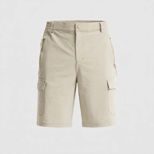 Shorts de randonnée cargo en toile respirante tricotée unie pour hommes, taille haute, séchage rapide, poches Bermuda, style décontracté, fermeture à cordon - Product Image 2