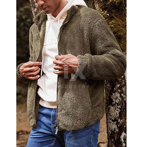 New Wholesale High Quality <b>Men's</b> <b>Sherpa</b> <b>Fleece</b> Jacket Custom Design Your Own Front Street Wear Full Zipper Canvas Coated - Product Image 4