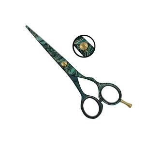Ciseaux de coiffure professionnels en acier inoxydable, lame tranchante, pour droitiers, usage en salon, motif vert - Product Image 1