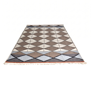 Tapis DECORDEC en laine tuftée à la main, motif losanges imbriqués, antidérapant, écologique, à poils moyens et épais, idéal pour les hôtels - Product Image 2