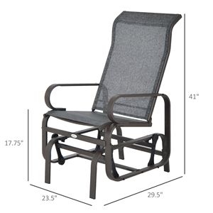 Sedia a dondolo Pe per patio, grigia, con braccioli scorrevoli e struttura leggera - Product Image 3