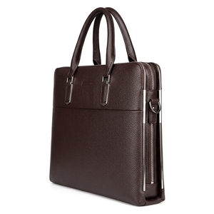 Brown Genuine Leather Laptop Briefcase Top Handle Shoulder Strap High Quality Large Capacity Business Office <b>Waterproof</b> - Product Image 6