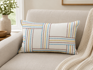 Luxury 100% Linen Embroidered Lumbar Cushion <b>Cover</b> | Premium Decorative <b>Throw</b> Pillow <b>Cover</b> for <b>Sofa</b>, Living Room & Home Decor - Product Image 3