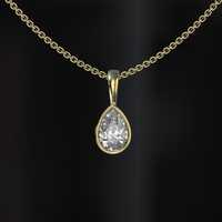 Pendentif en moissanite poire plaqué rhodium avec chaîne torsadée en or 14 carats, certifié IGI, sans conflit, luxe chrétien, clarté VS/SI G