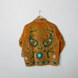 Veste Bohème en Velours Brodé à Col Mandarin, Manches Longues, Motif Floral, Grande Taille, Vêtement d'Extérieur pour Femme, Collection Automne - Product Image 4