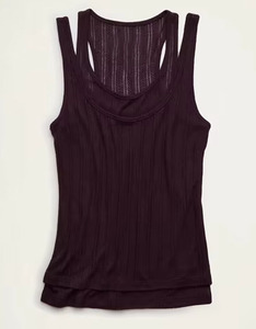 Débardeur côtelé double couche pour femme, sans manches, en tricot, 100% coton, couleur unie, vente en gros directe usine - Product Image 4