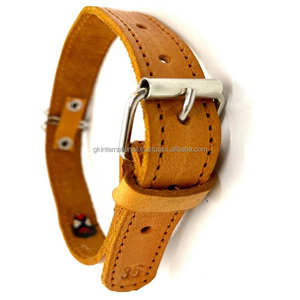 ¡Novedad de 2024! Collar de perro de cuero genuino bronceado ajustable completo y resistente con costuras de borde duraderas y herrajes ajustables - Product Image 5