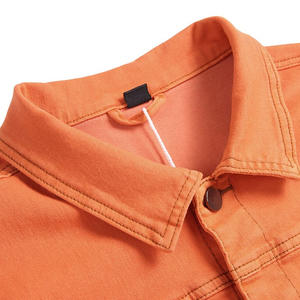 Chaqueta vaquera rosa para hombre, cuello vuelto, botones de cuerno, bolsillos delanteros, informal, otoño, color liso, corte ajustado, 300g, algodón ecológico - Product Image 6