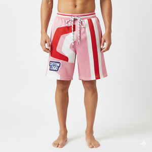 กางเกงขาสั้นตาข่ายผู้ชายขายดี คุณภาพสูง โพลีเอสเตอร์ รับสกรีนโลโก้ กางเกงบาสเก็ตบอลตาข่าย ขาสั้น 5 นิ้ว - Product Image 2