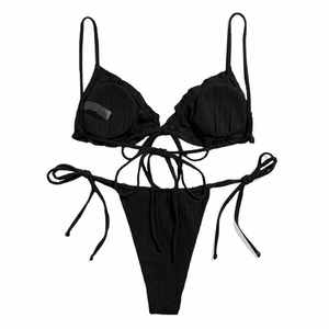Conjuntos de Bikini Transpirables para Mujer Hechos en Pakistán, Nuevo Conjunto de 2 Piezas con Cuello en V Profundo y Logotipo Frontal, Material Spandex/Poliéster - Product Image 6