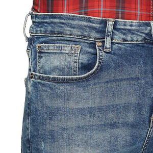 Servicio OEM: Pantalones Vaqueros Casuales de Alta Calidad para Hombre, Corte Recto, Lavado Desgastado Azul, Cómodos, Transpirables, Ajuste Personalizado - Product Image 3
